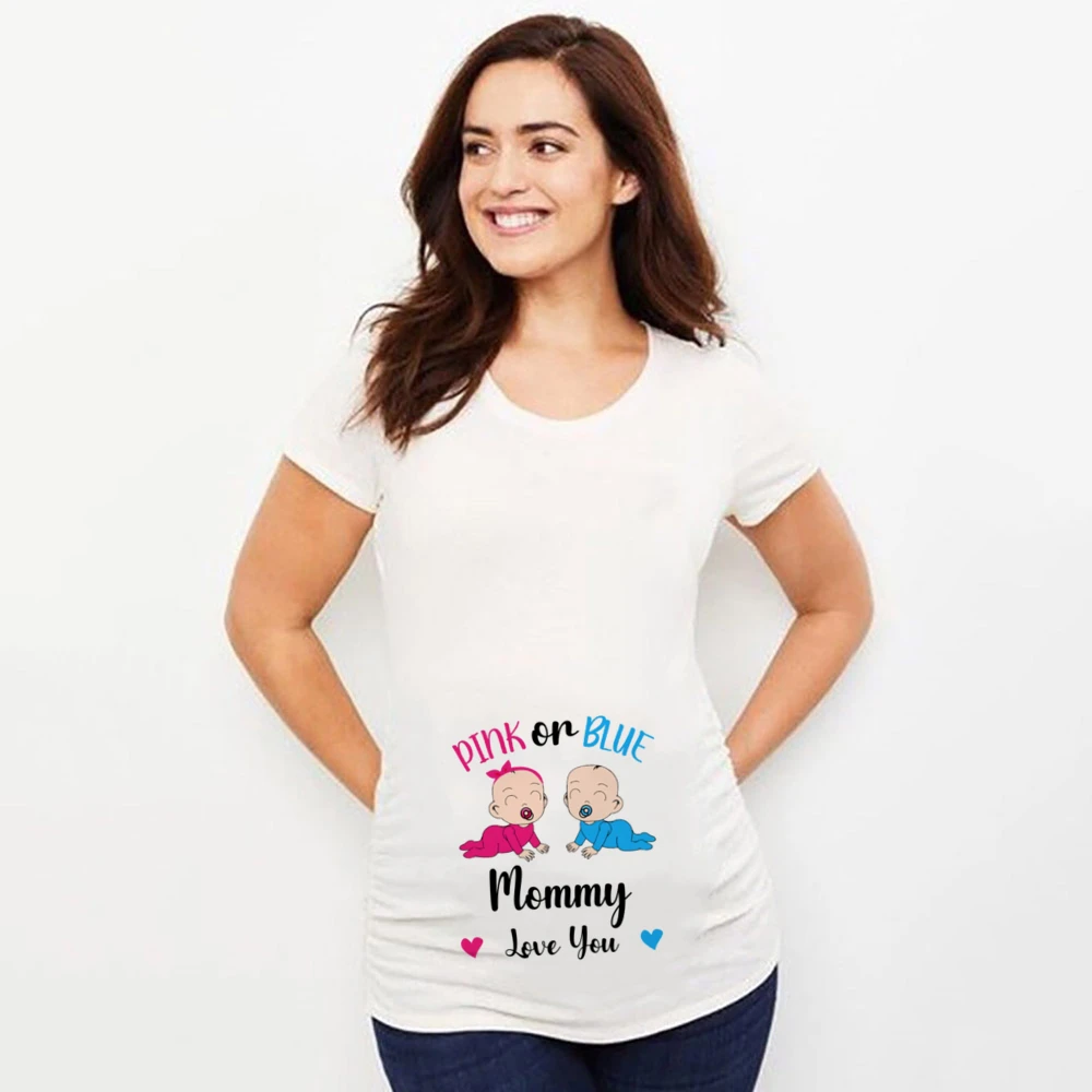 Rosa o Bule mamá te amo ropa estampada para embarazadas camiseta de maternidad camiseta de verano anuncio de embarazo camisas nueva mamá Tops - imagen 3