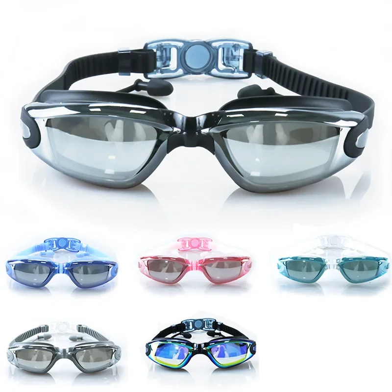 Gafas de natación profesionales antivaho para adultos, lentes de protección UV para hombres y mujeres, gafas de natación de silicona ajustables impermeables