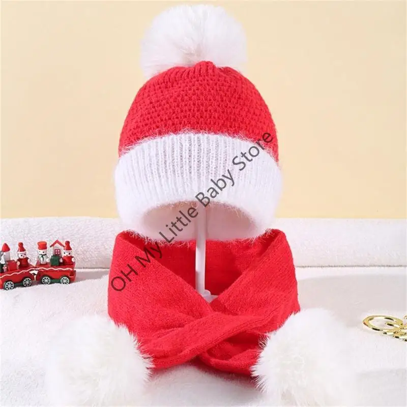 M76C suministros para bebés, gorro invierno, conjunto bufanda para cuello para bebés, niñas y niños, gorro punto