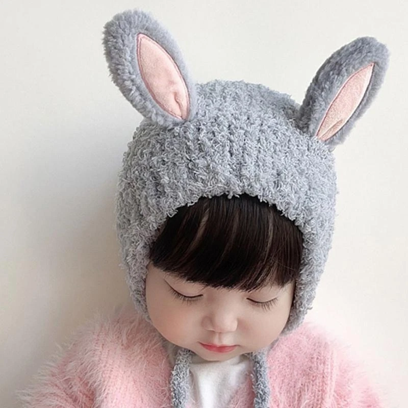 M76C Newborn Baby Hat Rabbit Ears Infant Cap Baby Boy Girl Toddlers Hat Infant Beanie Cap Lightweight Baby Hat Nursing Hat - imagen 2
