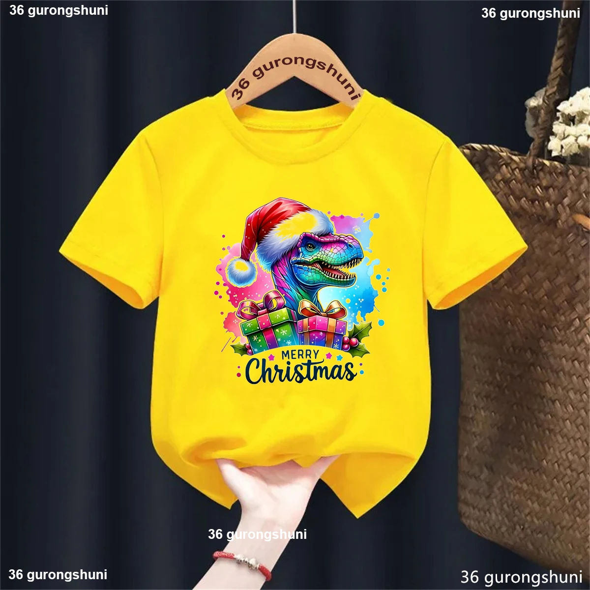 Soild Camiseta dinosaurio Navidad para niño y niña - imagen 4