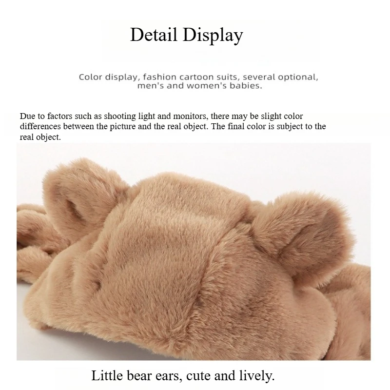 Gorro y bufanda unisex con forro polar para niños para otoño e invierno, gorro de cuello 2 en 1 cálido y súper bonito con orejas esponjosas a prueba de viento para Navidad - imagen 4