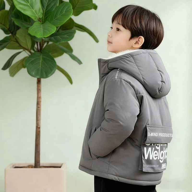 Parka de invierno para niño con forro polar y capucha ajustable - imagen 4