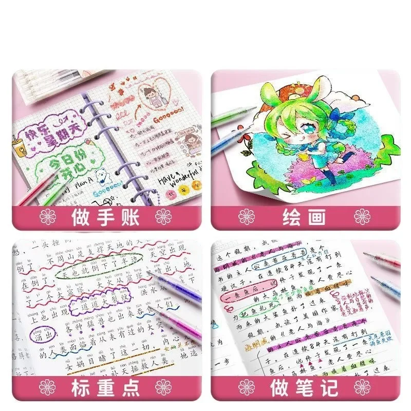 Bolígrafo de Gel con purpurina de 8 colores, bolígrafo de Color con purpurina de Metal de 1,0mm, cartulina de papel, diario, dibujo, marcado, colorear, arte DIY - imagen 5