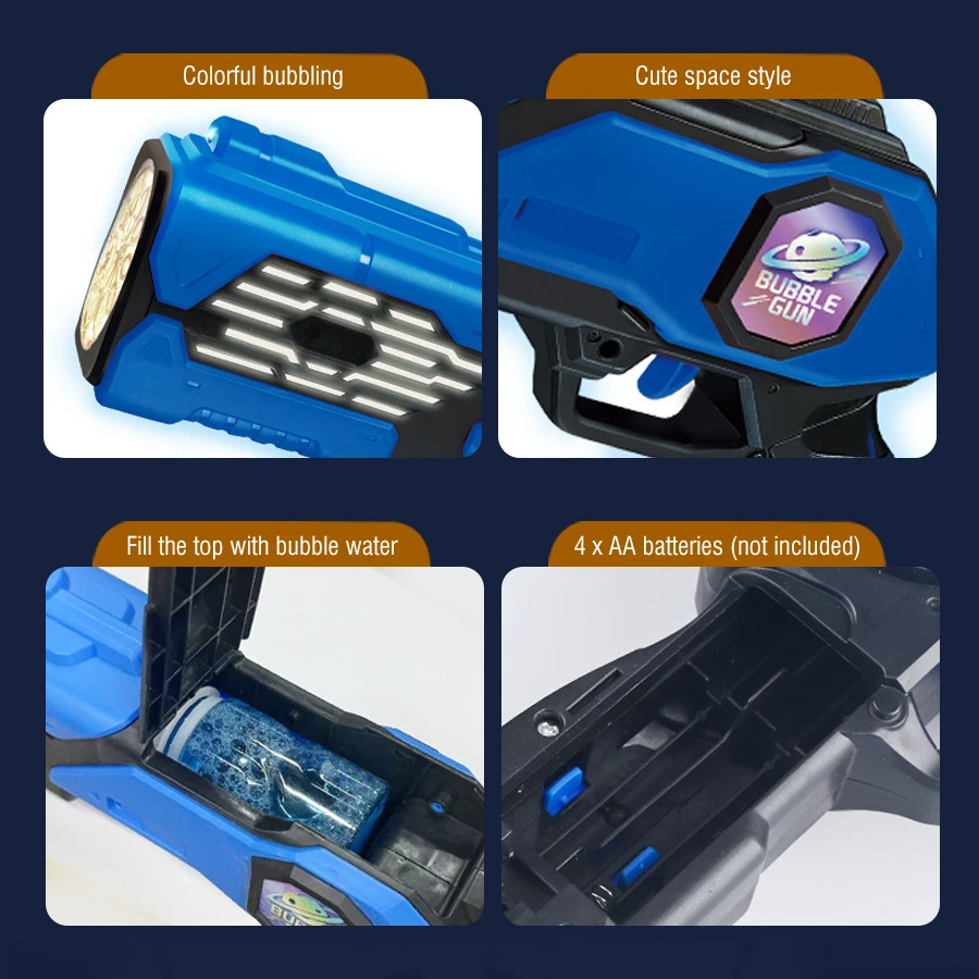 Máquina de burbujas automática eléctrica espacial, pistola de burbujas para fiesta, baño en la playa, juegos al aire libre, juguetes de fantasía para niños, juguete de burbujas de regalo - imagen 4