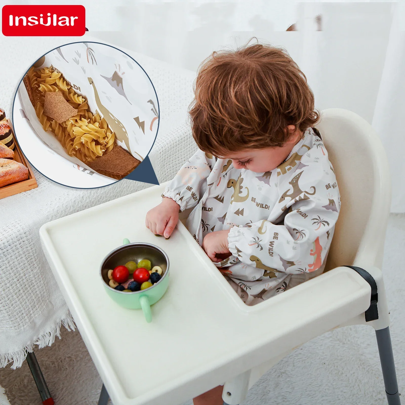 Nuevos delantales de alimentación para niños, babero de manga larga con bolsillo, cubierta completa, Baberos para bebé con bolsillo, Baberos impermeables de manga larga - imagen 3