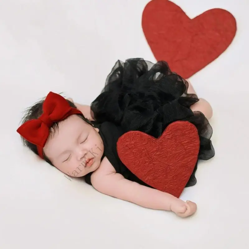 XXFE Sesiones fotos para recién nacidos Vestido sin mangas Falda en capas con accesorios diadema a juego - imagen 2