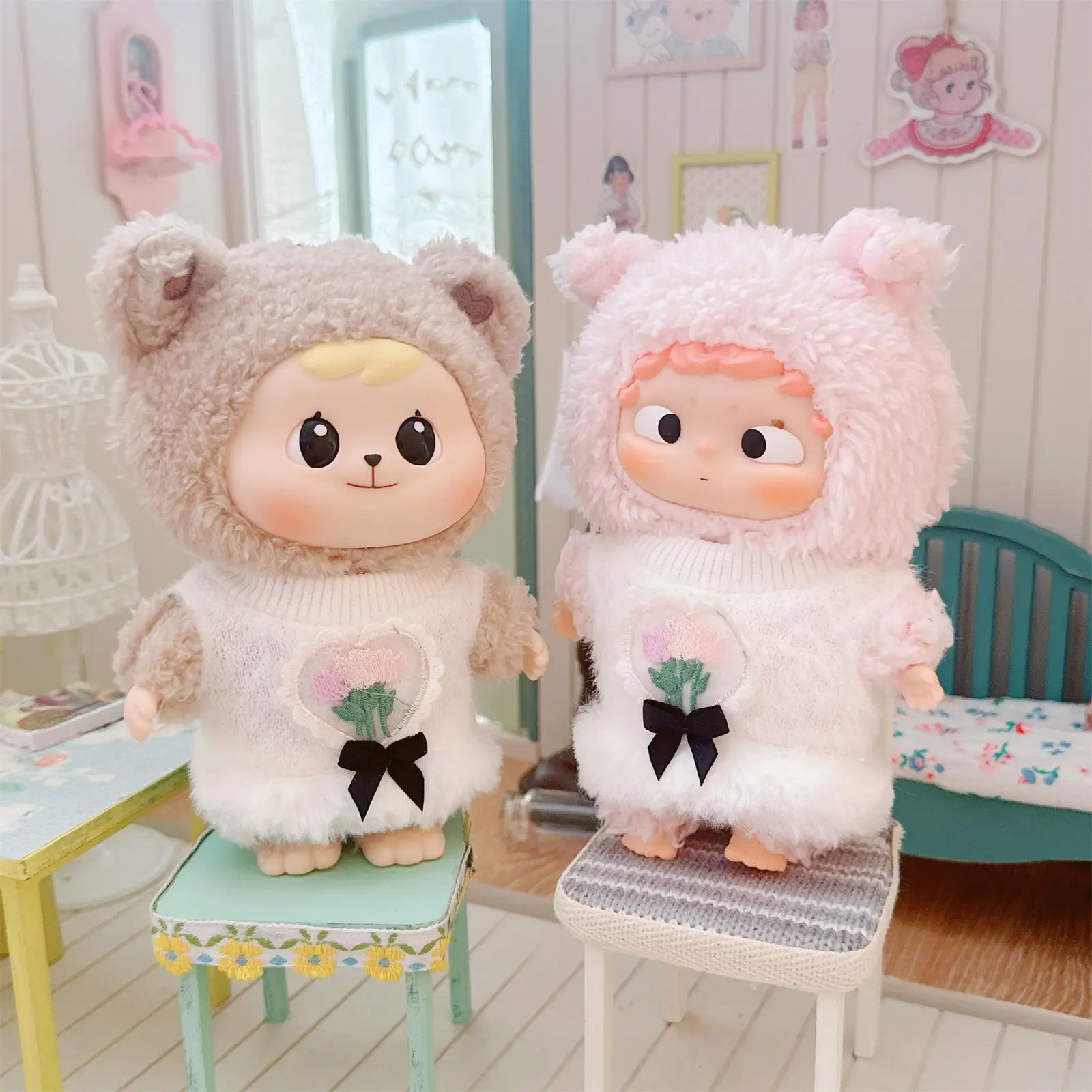 Conjunto de ropa para muñecas para juguetes de peluche de 6,69 pulgadas, vestido en miniatura para oportunidades fotográficas