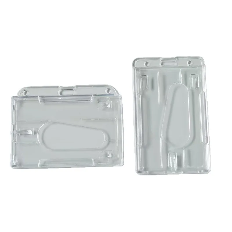 2 uds soporte de insignia de plástico duro doble tarjeta transparente Vertical plástico duro Multi tarjeta ID titular de la insignia crédito Multi - imagen 3