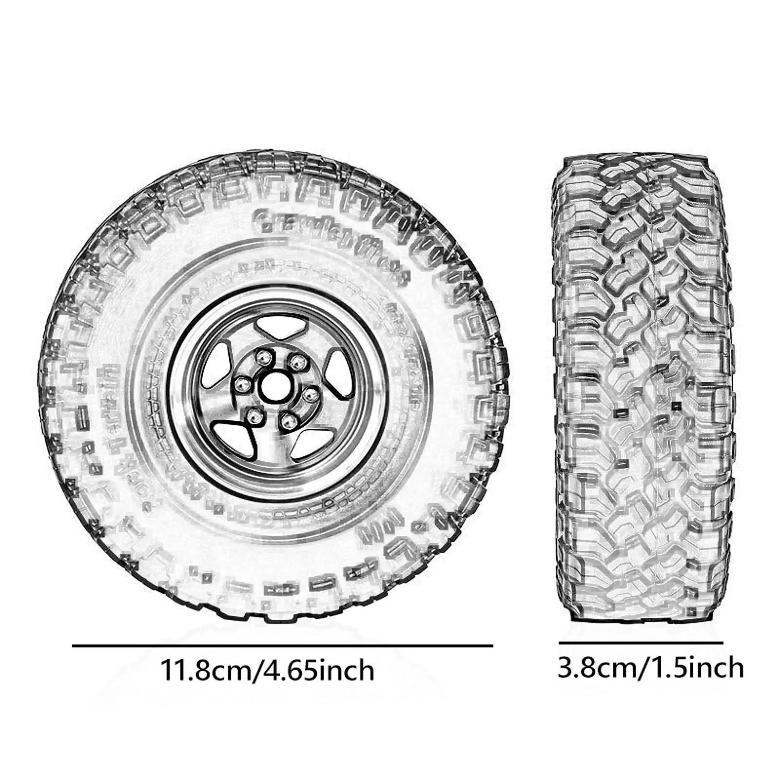 4 Pieces RC Car Wheels and Tires DIY Modified Simulation RC Crawler Car Tires Replacement Part for SCX10 TRX4 90046 1:10 RC Car