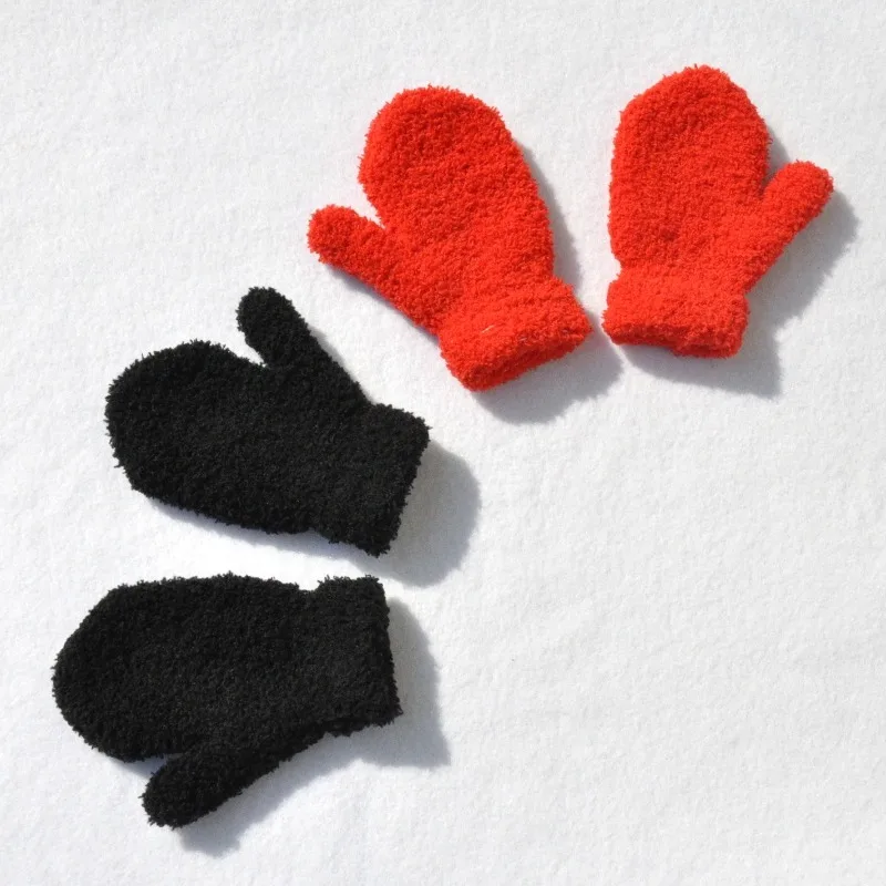 Guantes de punto de invierno para niños para protección contra el frío: medio forro con felpa suave, engrosados y acolchados con forro polar para niños pequeños. - imagen 4