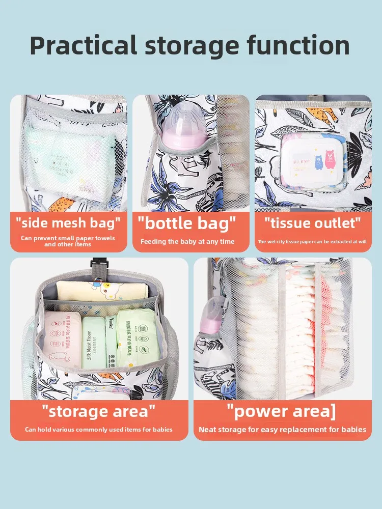 Bolsa de pañales multifuncional para bebé, organizador de pañales, Oxford, mesita de noche, almacenamiento para cama de bebé, bolsa colgante, apiladores de pañales para recién nacidos - imagen 5