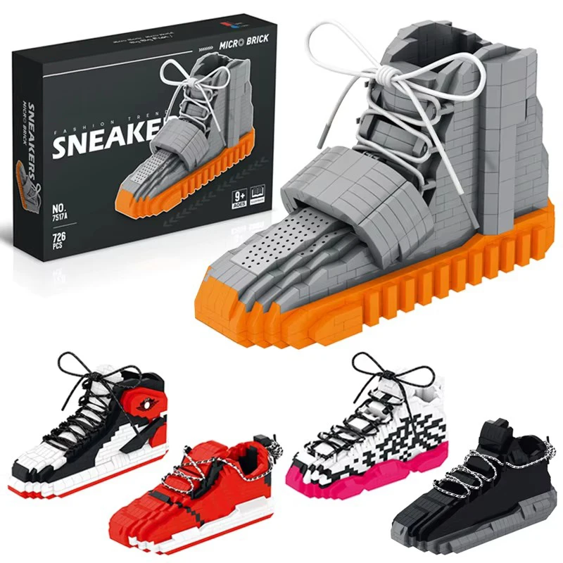 Nuevos zapatos deportivos de baloncesto DIY, bloques de construcción, zapatillas de deporte de Anime, juguete para niños y niñas, modelo de subasta, bloques de montaje, juguetes para niños, regalos