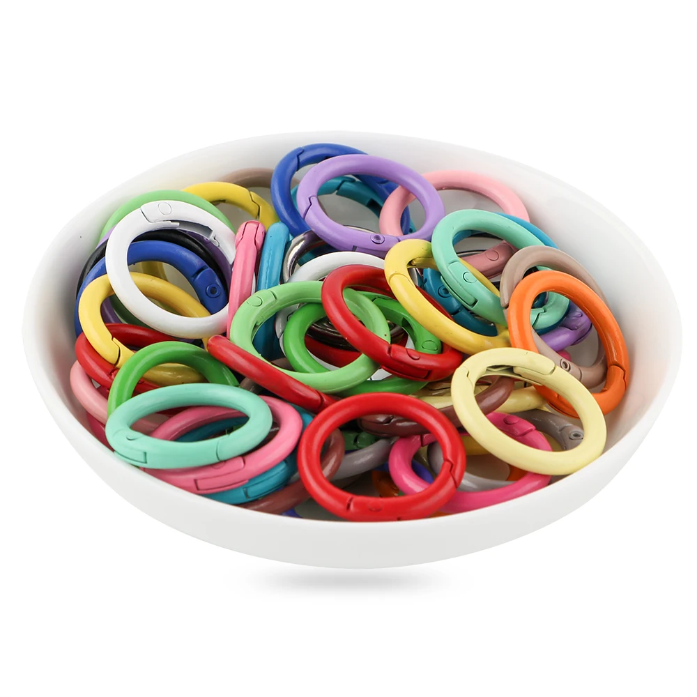 5 ~ 10 Uds. Anillo redondo de Metal colorido cierre de resorte mosquetón redondo que se puede abrir llavero Clip gancho cadena de perro conector de hebilla de joyería DIY - imagen 4