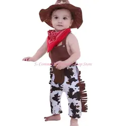 Disfraz de vaquero occidental para bebé con sombrero y pañuelo