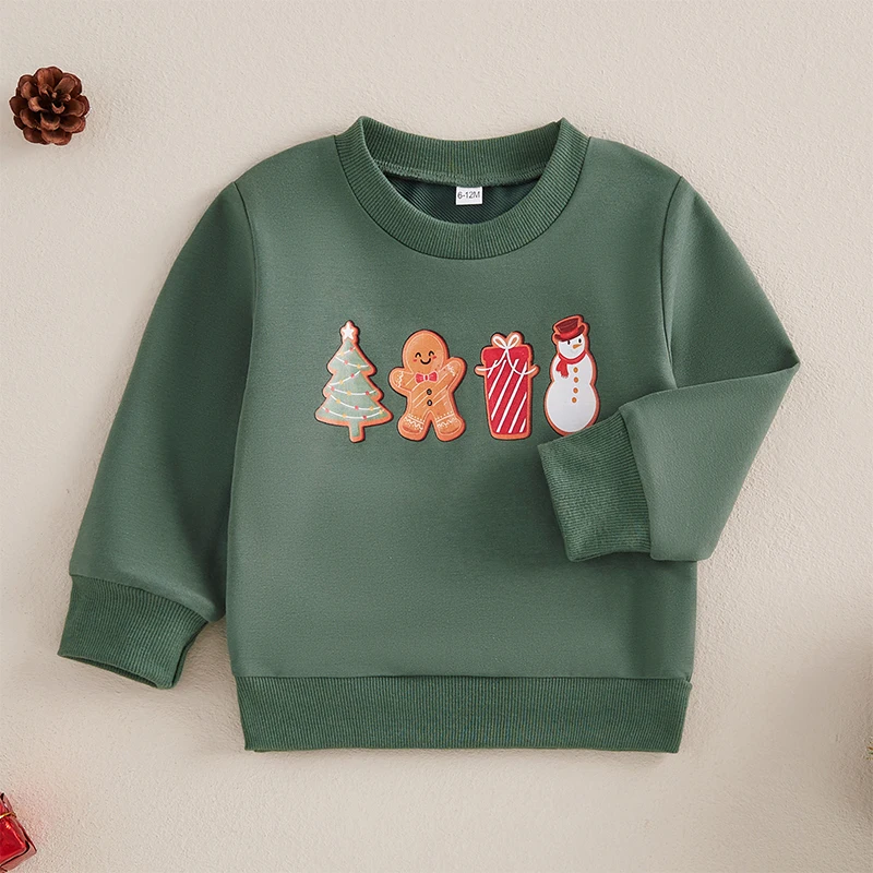 SUNSIOM Sudaderas navideñas para bebé, jerseys clásicos de manga larga con estampado de dibujos animados/letras, Tops de Otoño Invierno para niños pequeños - imagen 4