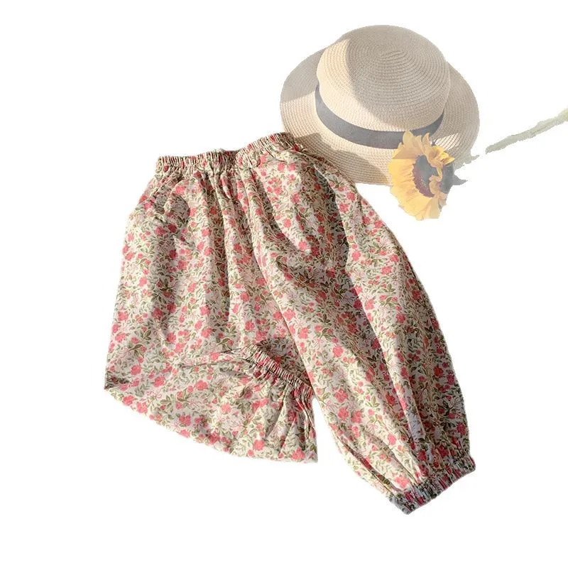 Pantalones antimosquitos de algodón con estampado floral para niñas - imagen 4