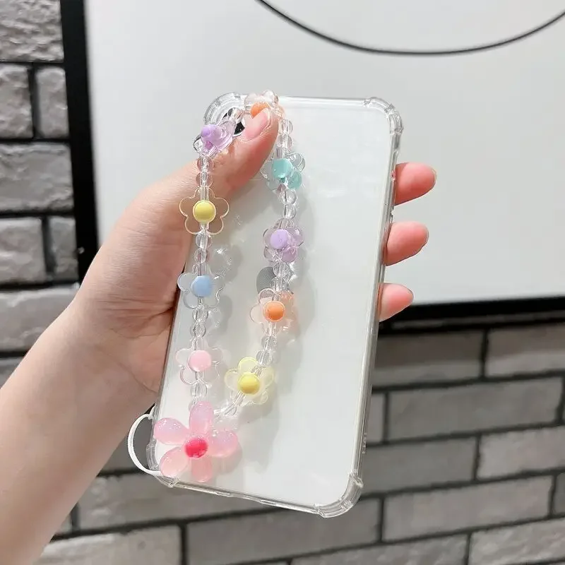 Cuentas acrílicas con forma de flor, correa para teléfono móvil, cadena para mujer y niña, accesorio de joyería para teléfono móvil, decoración de cordón para teléfono - imagen 2