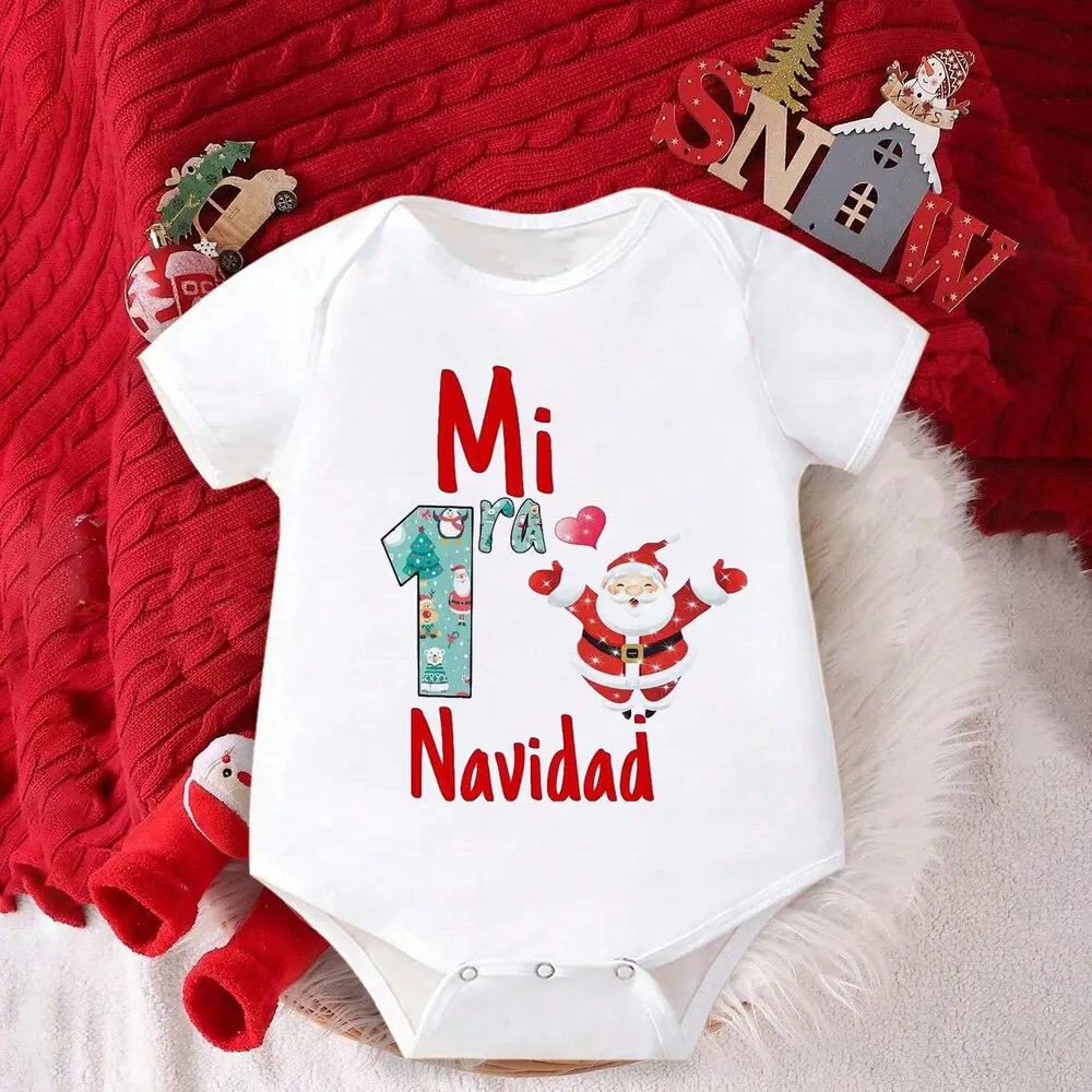 Pelele bebé manga corta con estampado de Papá Noel para Navidad - imagen 2