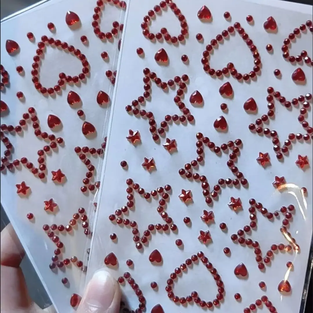 Pegatinas de cristal acrílico con forma de corazón y estrella 3D, diamantes de imitación autoadhesivos, manualidades de decoración DIY, regalos - imagen 2
