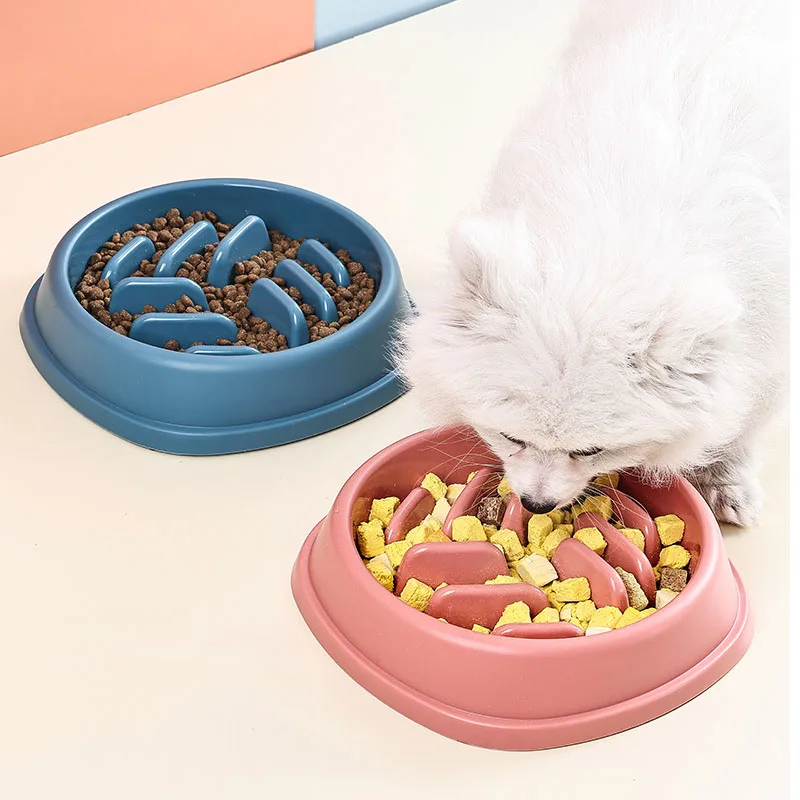 Alimentador lento de plástico para perros y gatos, rompecabezas antiasfixia, cuenco de comida, platos antiansiedad para perros pequeños, platos de comida para cachorros, dispensador lento - imagen 2
