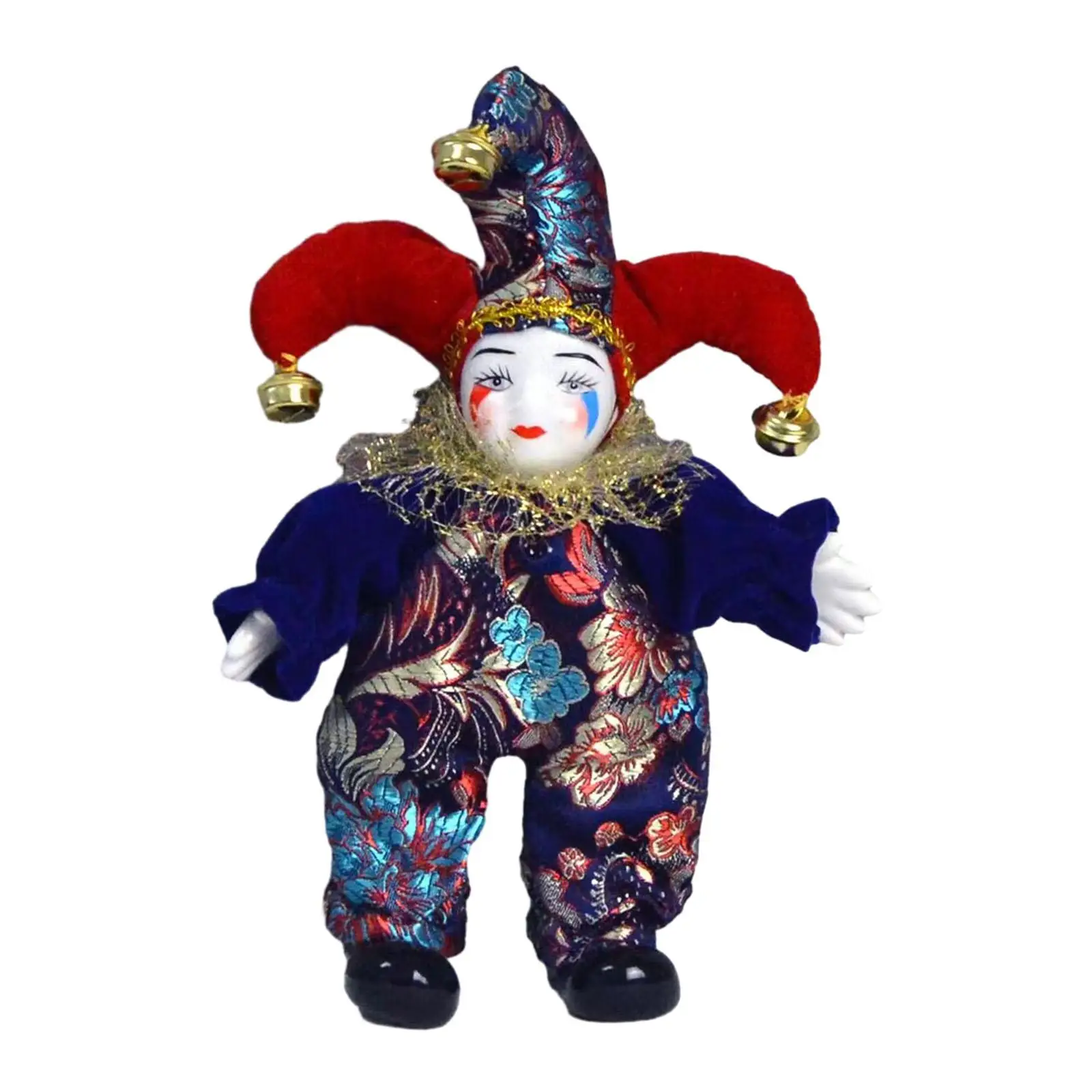 Clown Doll Movable Joint Collections Toy Home Display Porcelain Triangel Doll for Arts Crafts Birthday Souvenirs Party Favor