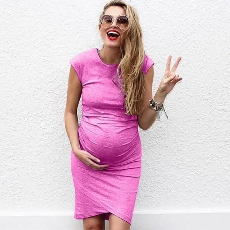 Vestido de embarazo sin mangas ceñido para otoño, informal - imagen 2