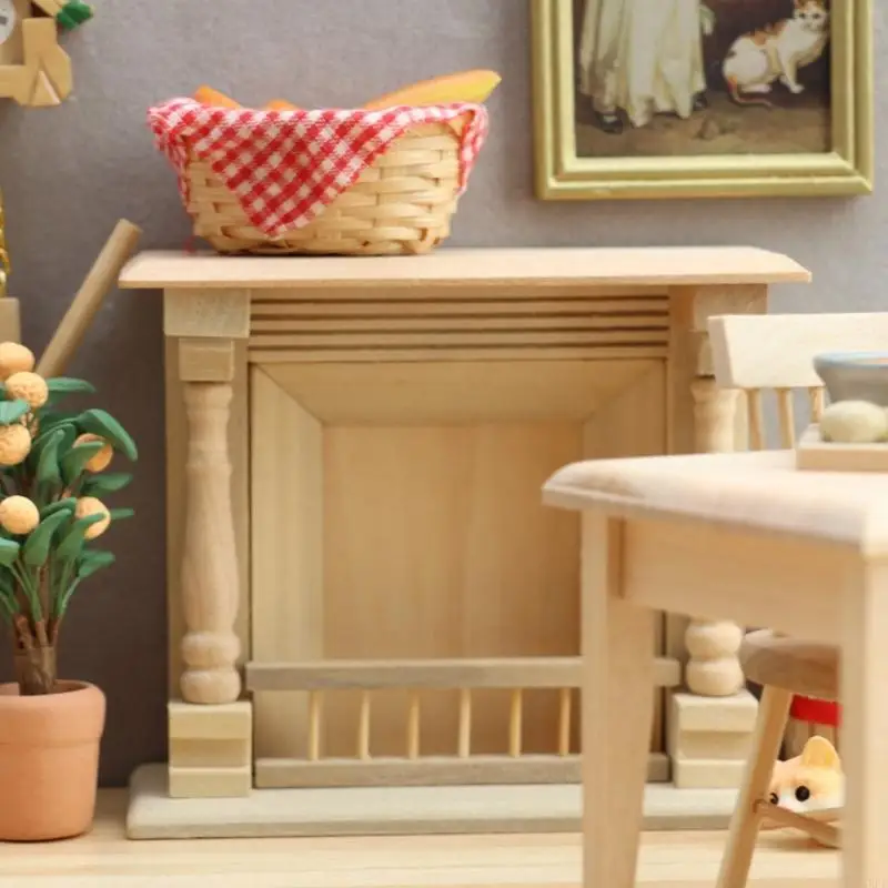 Casa de muñecas para niños a escala 1:12, modelo de chimenea en miniatura, chimenea de madera realista, muebles, modelo de juguete - imagen 5