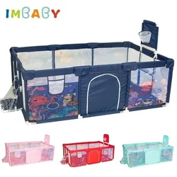 IMBABY Corral de juegos con puerta de seguridad - diseño marino