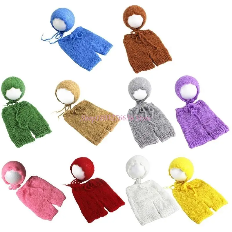 R6fd Baby Photo Ropa Suministro para recién nacidos Fotografía Fotografía Fotografía Disfrazamiento Pantalones punto - imagen 4