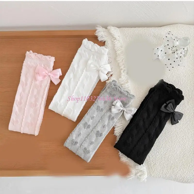 R6FD par calcetines para niños rodilla con diseños bowknot algodón suave y cómoda largas para edades 3 a - imagen 2
