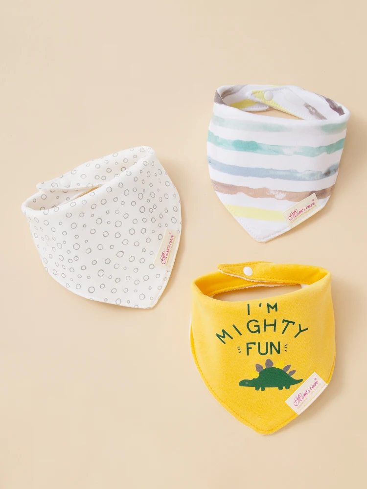 Babero de alimentación de bebé hecho de algodón, toalla de agua para la boca, doble capa, suave, cómodo, tamaño ajustable, accesorios de 0 a 3 años, 3 uds.