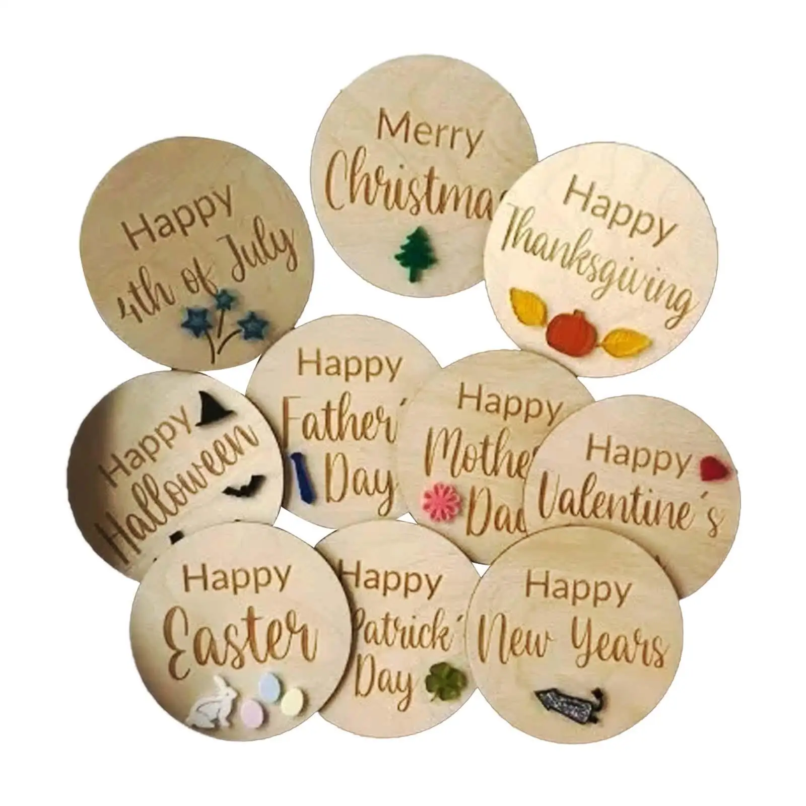 Monthly Milestone Photo Card Announcement Card Wooden Circles Birth Sign 10Pcs Photo Prop Milestone Discs for Newborn Boy Girl