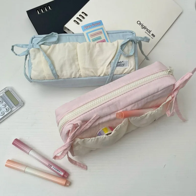 Bolsa de lápices con lazo Ins, papelería portátil para estudiantes, bolsa de almacenamiento de gran capacidad, bolsa para bolígrafos Simple de alto valor, suministros escolares