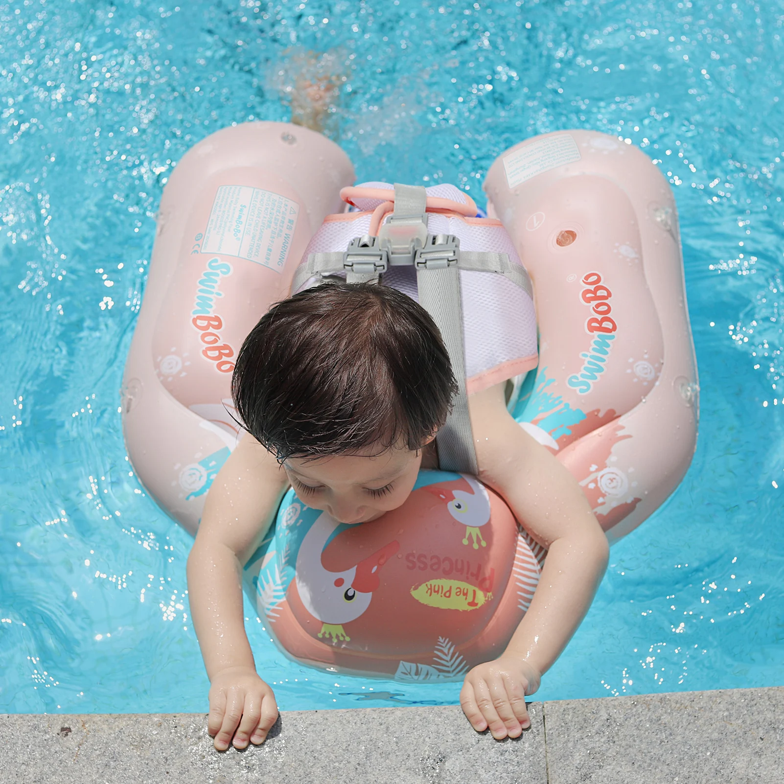 Swimbobo, nuevos actualizaciones, malla más asiento de seguridad, bolsillo, flotador de natación inflable para bebé, anillo flotante para niños, círculo, juguetes de verano - imagen 3