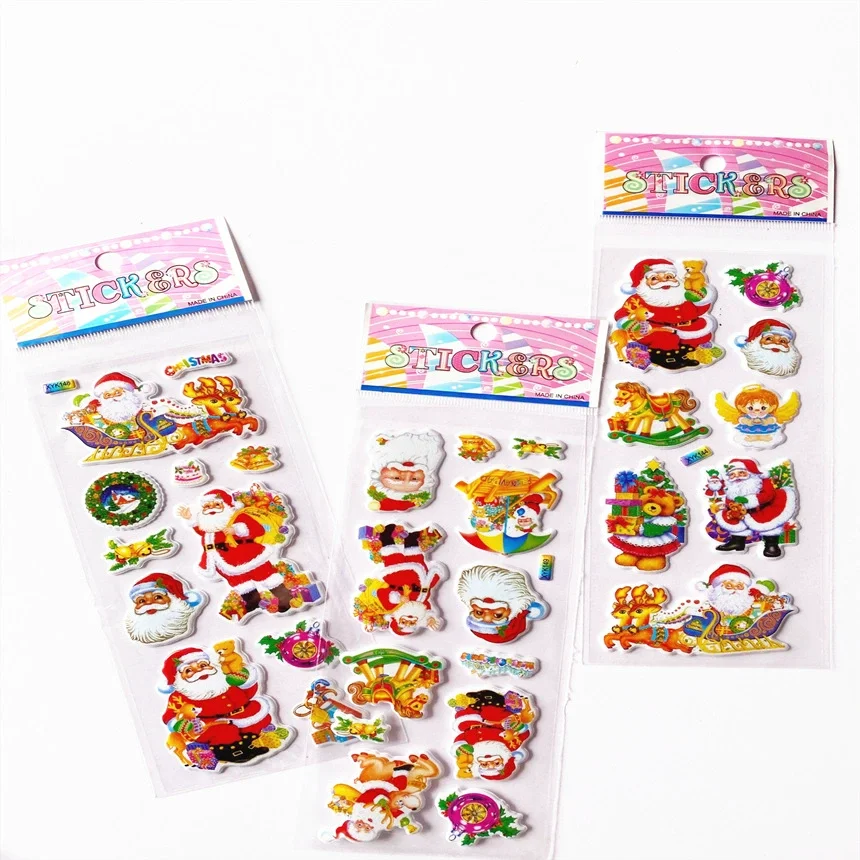 10 Uds pegatinas de burbujas de estilo navideño pegatinas de grafiti autoadhesivas creativas de dibujos animados 3D para pegatinas de recompensa de equipaje de ordenador portátil - imagen 2