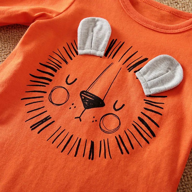 Conjunto de bebé de algodón con león naranja de manga larga - imagen 5