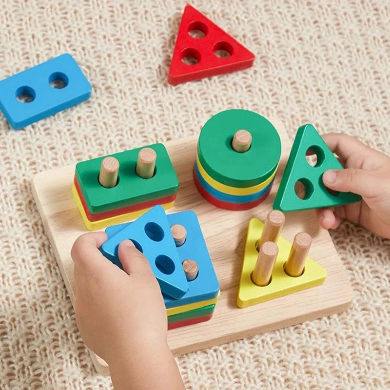 Sonajeros de madera Montessori para cuna de bebé, sonajero para bebé, juguetes musicales educativos de madera, juegos de desarrollo para niños, rompecabezas de madera - imagen 5