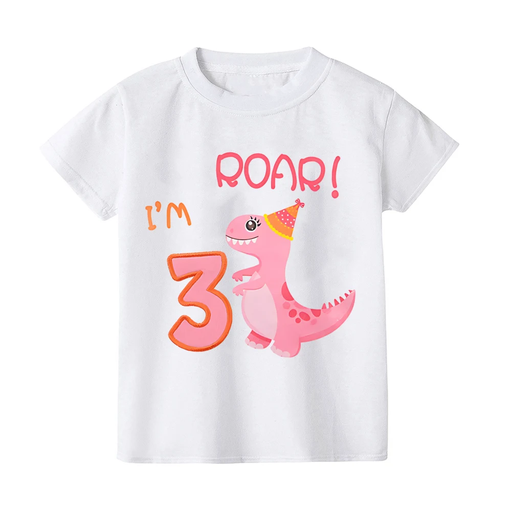 Camiseta de cumpleaños para niñas pequeñas, camiseta de 1er 2nd 3rd 4th 5th Birthday para niñas, camiseta de fiesta de dinosaurios, regalo, camisas de manga corta para niños pequeños - imagen 5