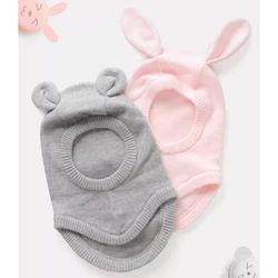 Bufanda-gorro de punto lana con orejas de conejo para bebé