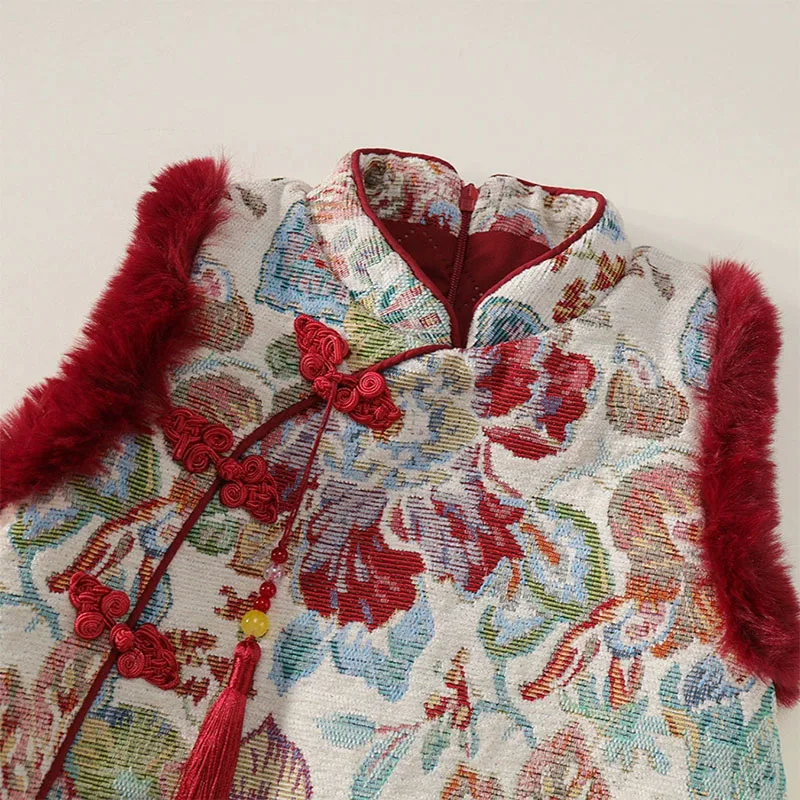 Vestido de invierno bebé con bordado floral estilo cheongsam - imagen 5
