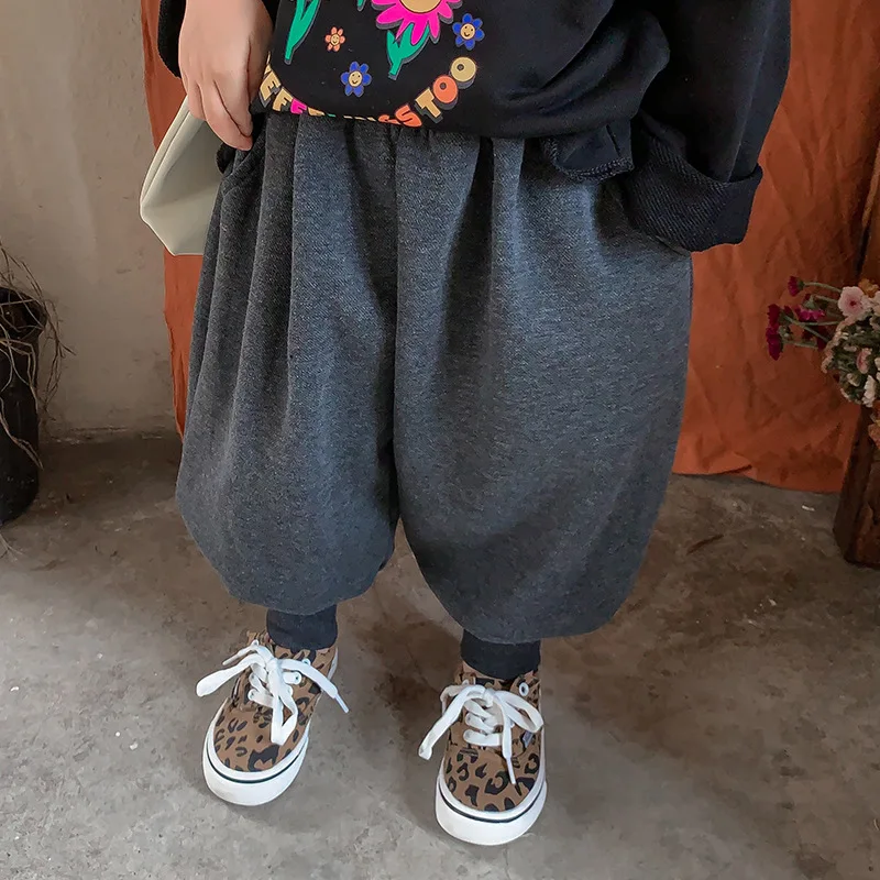 MILANCEL Pantalones deportivos para niños de 1 a 7 años, pantalones de chándal sueltos de Color sólido, pantalones tipo farol para niñas, pantalones casuales para niños, pantalones para correr - imagen 5