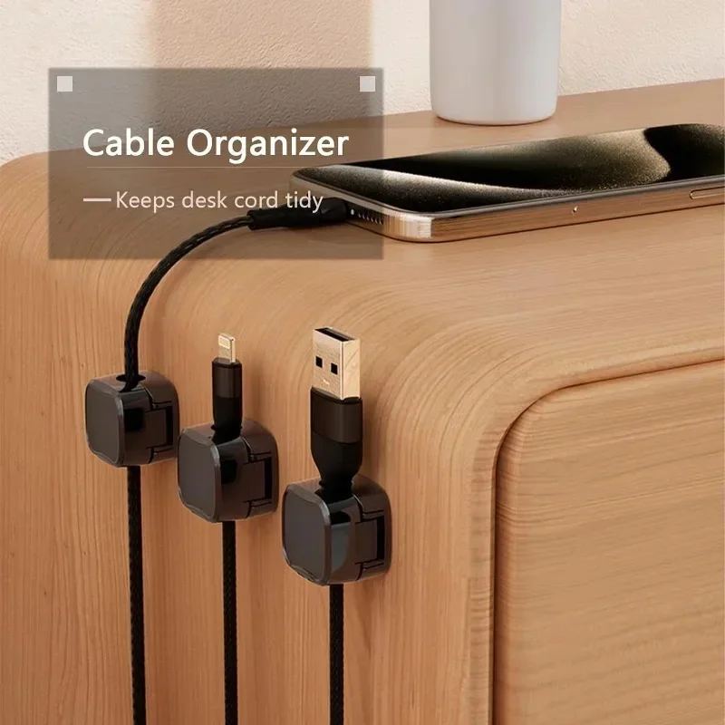 Organizador de cables magnético, cable de datos para teléfono móvil de escritorio, cable de carga, dispositivo de almacenamiento y fijación, clip para cables, enchufe y gancho - imagen 4