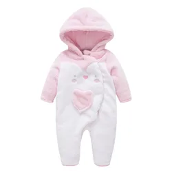 Pelele de invierno para niña con capucha de algodón grueso