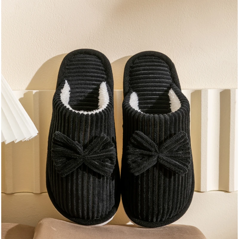 Zapatillas de mujer con lazo cálidas y cómodas para interior - imagen 4