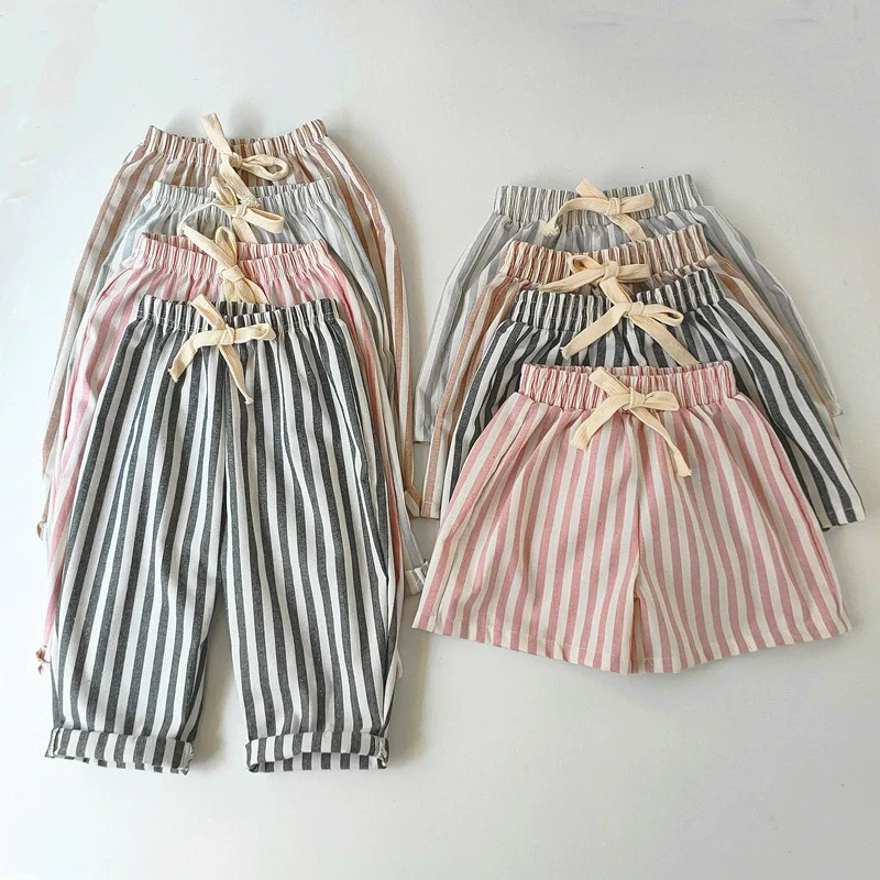 Shorts de lino a rayas para niño – Verano casual