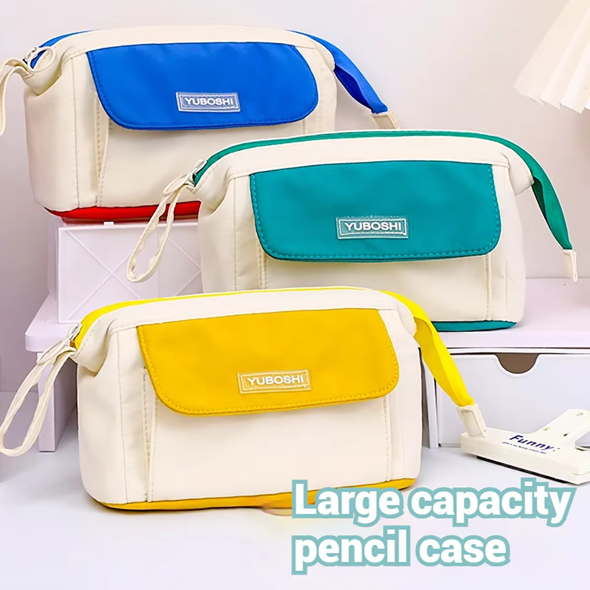Estuche escolar de lona retro – Bolsa organizadora de gran capacidad - imagen 5