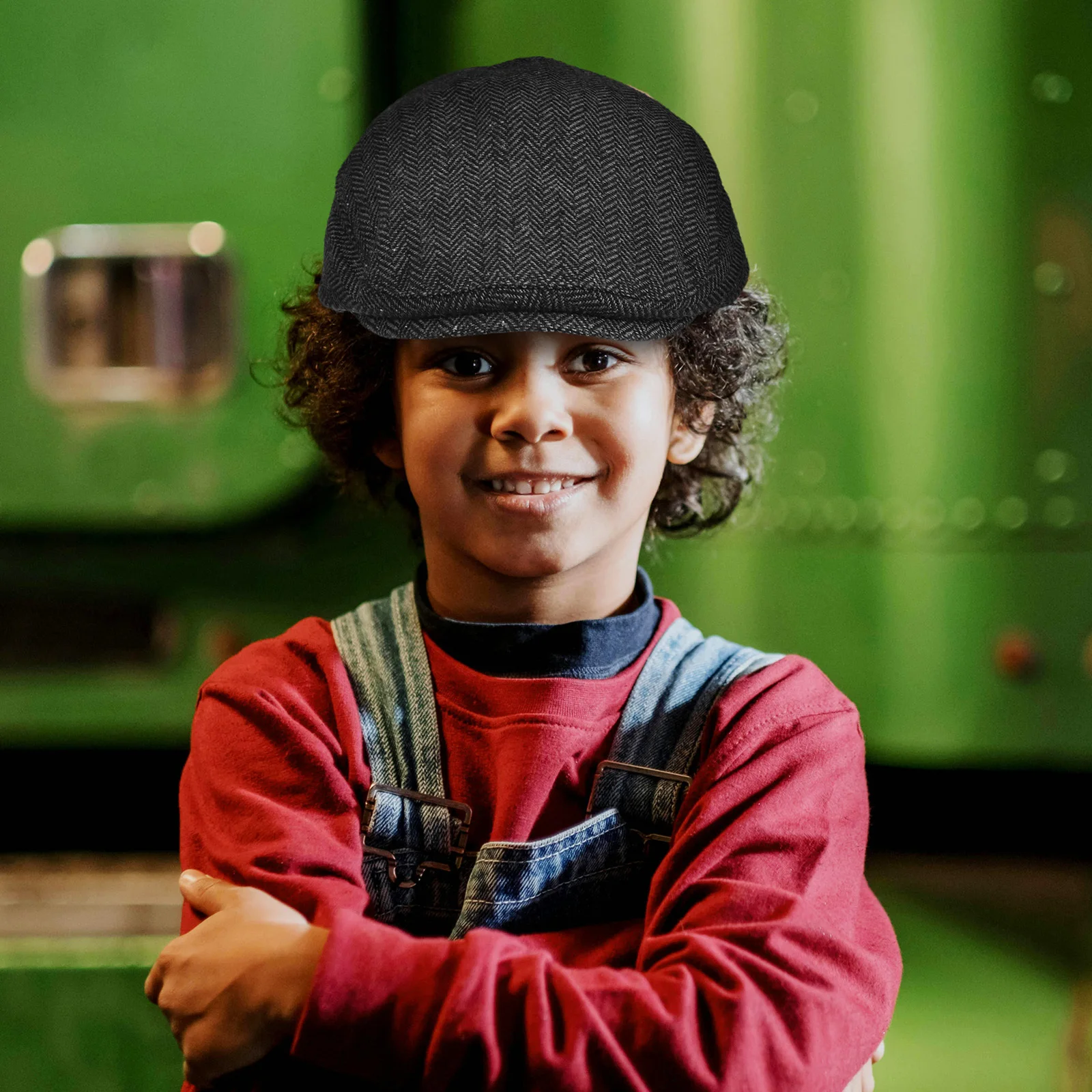Boina para niños, gorra de vendedor de periódicos, sombrero plano en espiga, gorra de panadero para niños de estilo Vintage, accesorio de traje de invierno - imagen 5