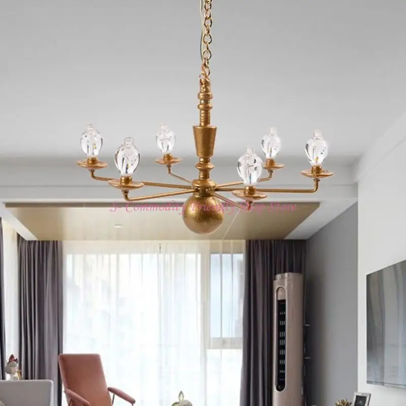 85AE Scaled Model LED Ceiling Lamp Kid’s Realistic Dollhouse Furniture Chandelier Lamp Preschool Pretend for Play Sand Table - imagen 3