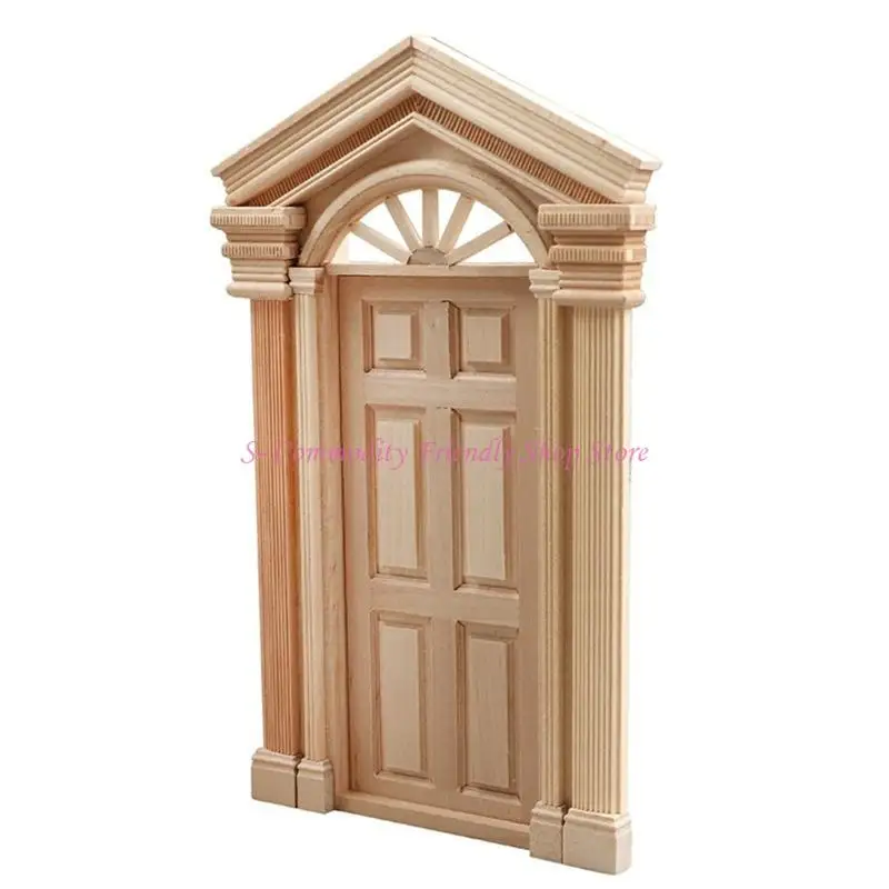 85AE puerta madera, cabina muñecas, elaboración puerta que puede abrir sin pintar para decoración casa muñecas